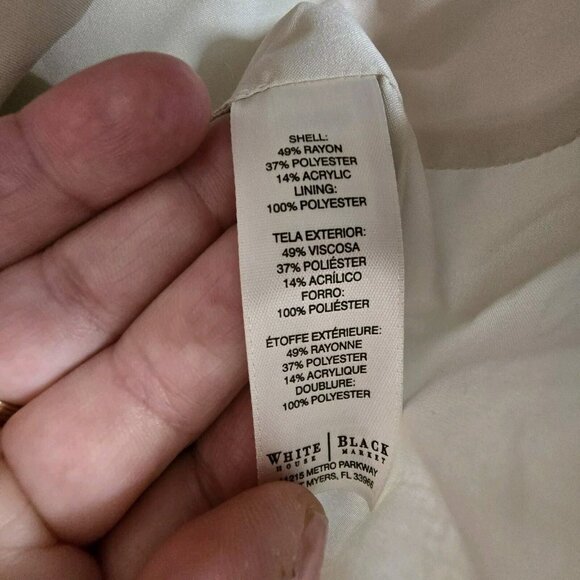 WHITE HOUSE BLACK MARKET Sz 12 Tweed Cap Sleeve Jacket Peplum Ivory - Picture 8 of 9